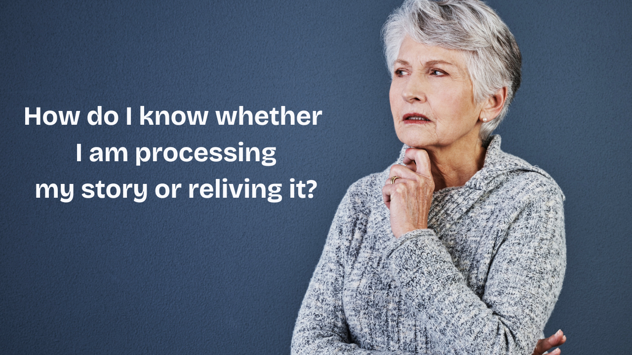 An older woman looking out and questioning